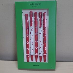 Kate Spade New York Brushstrokes Black Ink Click Pen Set 5 NWT